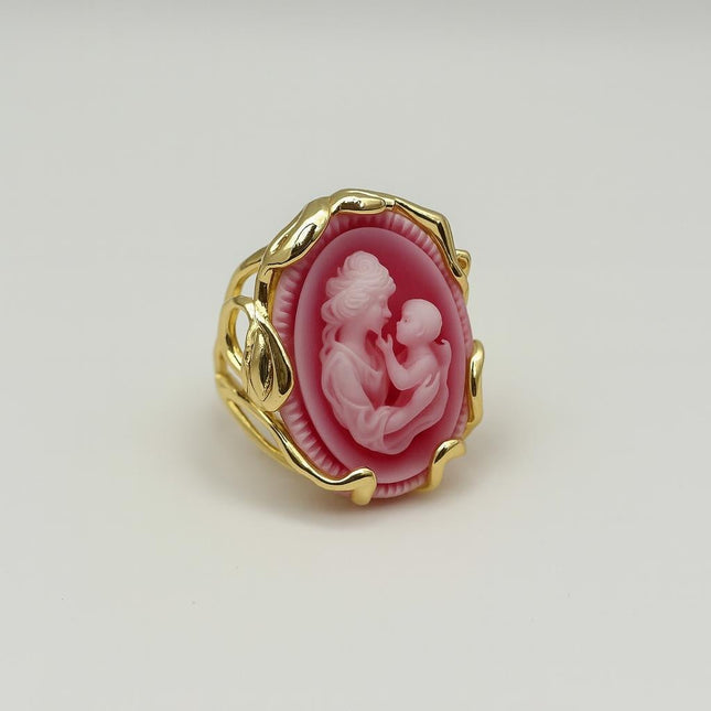 Anello vintage con cammeo placcato oro