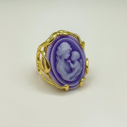 Anello vintage con cammeo placcato oro