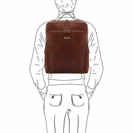 Bangkok - Matte leather laptop backpack - Large size | TL142336