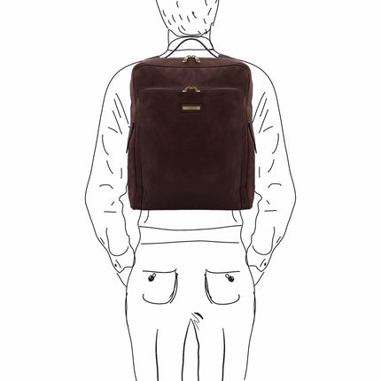 Bangkok - Matte leather laptop backpack - Large size | TL142336