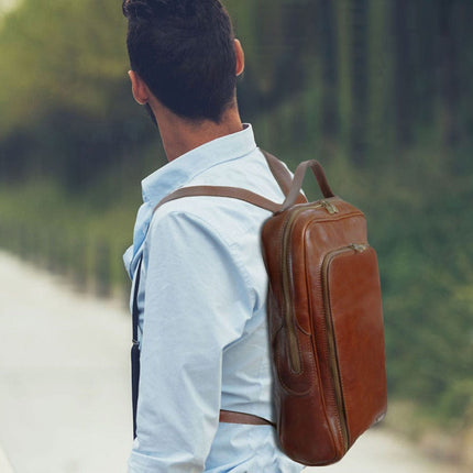 Bangkok - Matte leather laptop backpack | TL141793