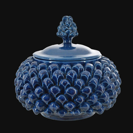 Biscottiera a pigna Ø 20 Blu Intenso in Ceramica di Caltagirone