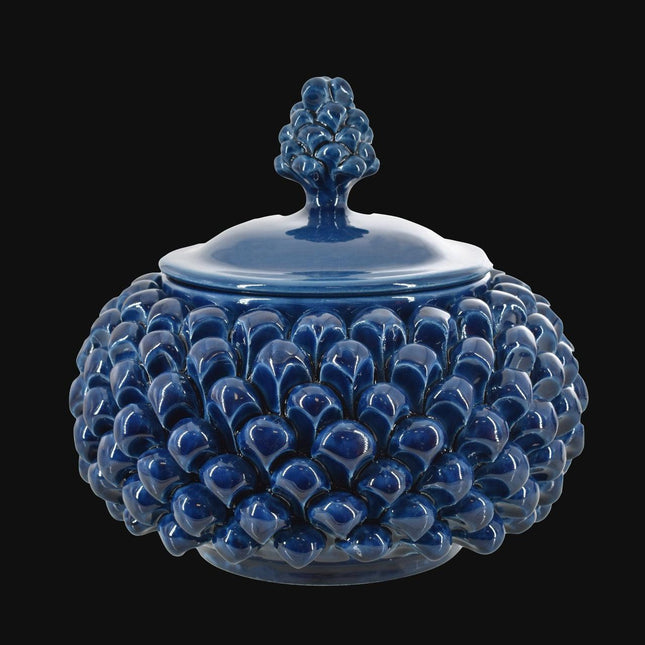 Biscottiera a pigna Ø 20 Blu Intenso in Ceramica di Caltagirone