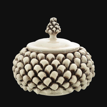 Biscottiera a pigna Ø 20 Madreperla Antichizzato in Ceramica di Caltagirone