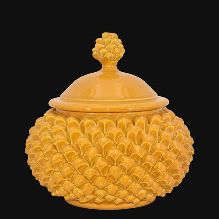 Biscottiera a pigna Ø 20 senape in Ceramica di Caltagirone