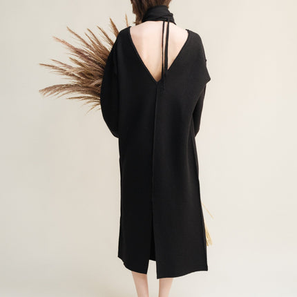 Boiled Wool V - Neck Dress