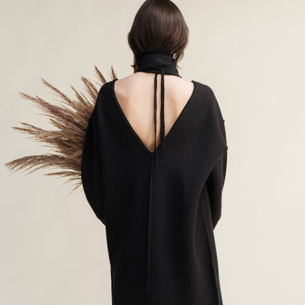 Boiled Wool V - Neck Dress