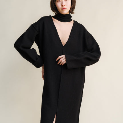 Boiled Wool V - Neck Dress