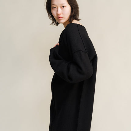 Boiled Wool V - Neck Dress