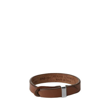 Bracciale Nobuckle Bull Bruciato in Cuoio con Dettaglio Argento