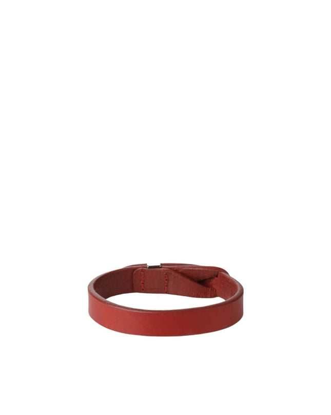 Bracciale Nobuckle Bull Rosso in Cuoio con Dettaglio Argento