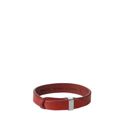 Bracciale Nobuckle Bull Rosso in Cuoio con Dettaglio Argento