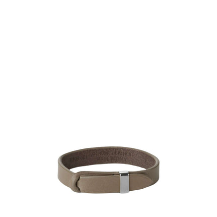 Bracciale Nobuckle Bull Taupe in Cuoio con Dettaglio Argento