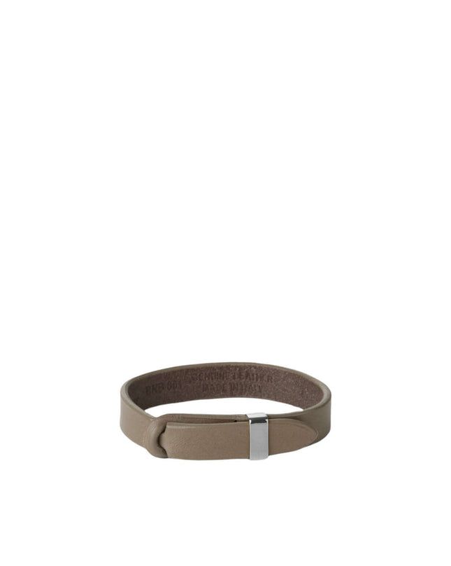 Bracciale Nobuckle Bull Taupe in Cuoio con Dettaglio Argento