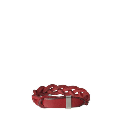 Bracciale Nobuckle Walk Rosso in Cuoio con Dettaglio Argento
