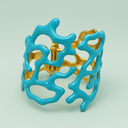 Bracciale rigido smaltato PARNIN Coral Luxe – Gioiello di tendenza rosso, bianco e turchese