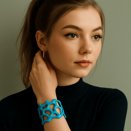 Bracciale rigido smaltato PARNIN Coral Luxe – Gioiello di tendenza rosso, bianco e turchese