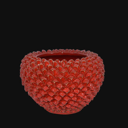 Cachepot a pigna Rosso Fuoco in ceramica artigianale di Caltagirone