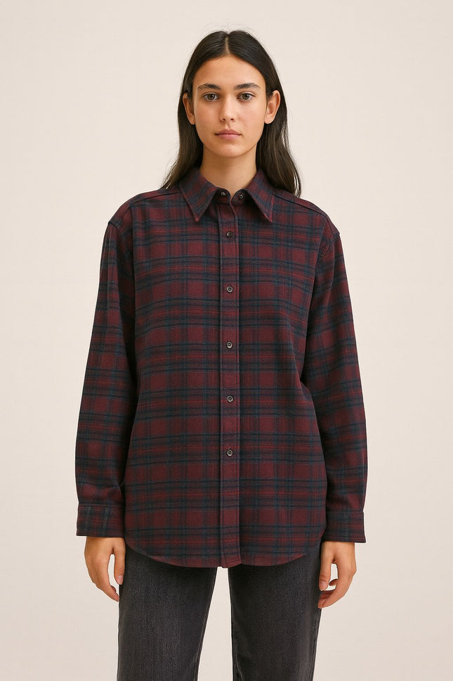 Camicia Flanella Check Donna Blue Wash