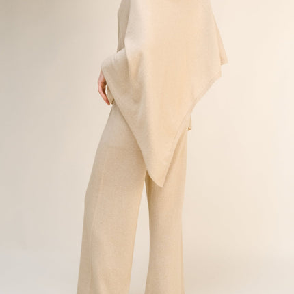 Cashmere Mix Asymmetric Poncho