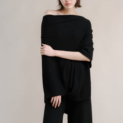 Cashmere Mix Asymmetric Poncho