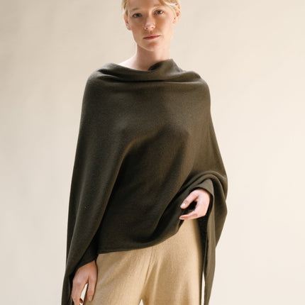 Cashmere Mix Asymmetric Poncho