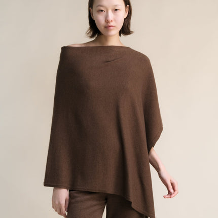Cashmere Mix Asymmetric Poncho