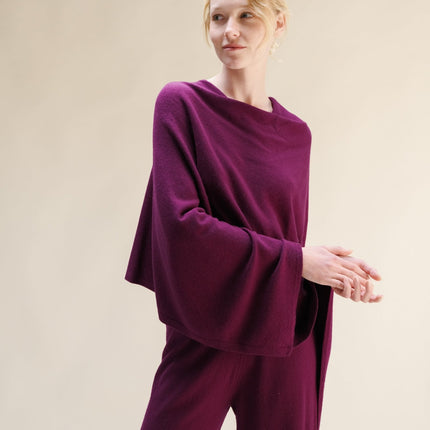 Cashmere Mix Asymmetric Poncho