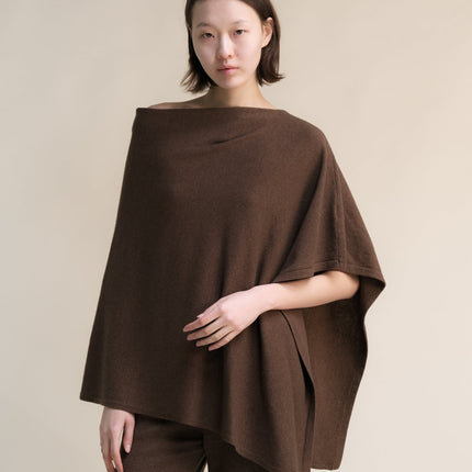 Cashmere Mix Asymmetric Poncho