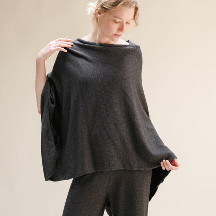 Cashmere Mix Asymmetric Poncho