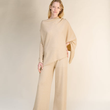 Cashmere Mix Asymmetric Poncho