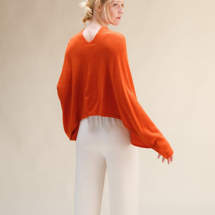 Cashmere Mix Asymmetric Poncho