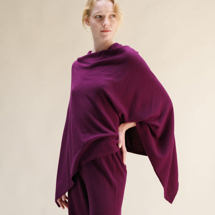 Cashmere Mix Asymmetric Poncho