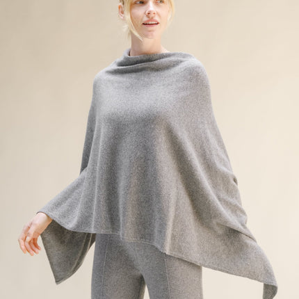 Cashmere Mix Asymmetric Poncho