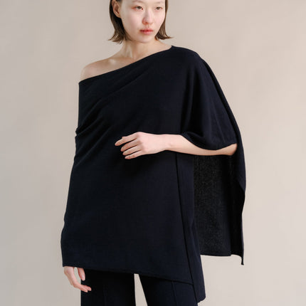 Cashmere Mix Asymmetric Poncho