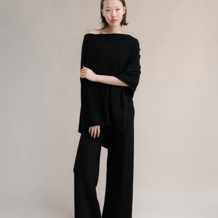 Cashmere Mix Asymmetric Poncho