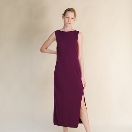 Cashmere Mix Boat Neck Sleeveless Dress (3D - Knit)