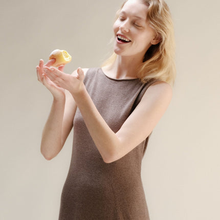 Cashmere Mix Boat Neck Sleeveless Dress (3D - Knit)