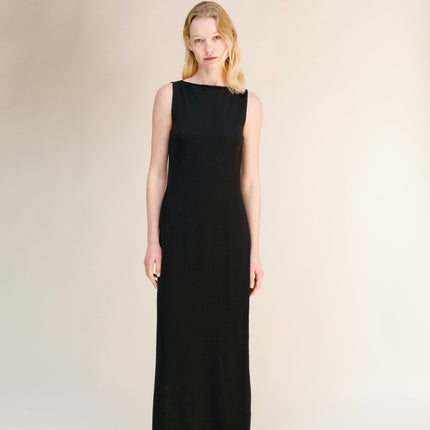 Cashmere Mix Boat Neck Sleeveless Dress (3D - Knit)