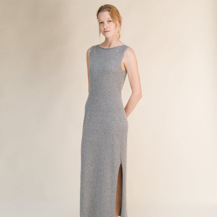 Cashmere Mix Boat Neck Sleeveless Dress (3D - Knit)
