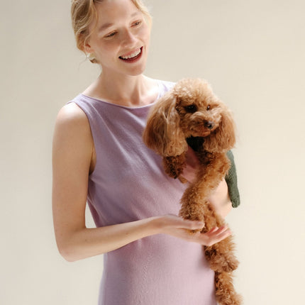 Cashmere Mix Boat Neck Sleeveless Dress (3D - Knit)