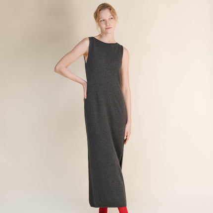 Cashmere Mix Boat Neck Sleeveless Dress (3D - Knit)