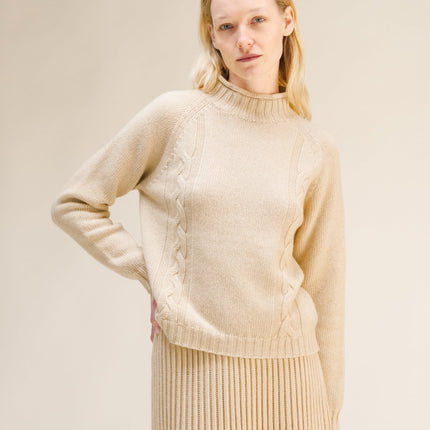 Cashmere Mix Cable "Ricciolo" Sweater (3D - Knit)