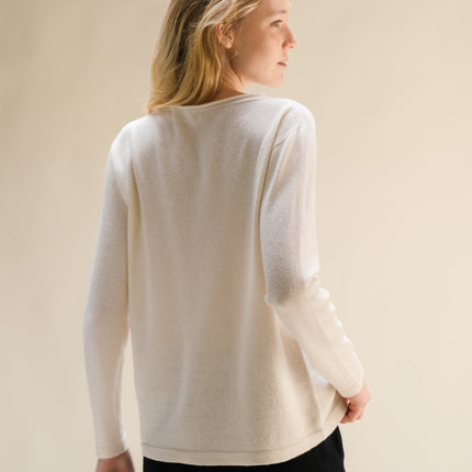 Cashmere Mix Crewneck with Curl Detail(3D - Knit)