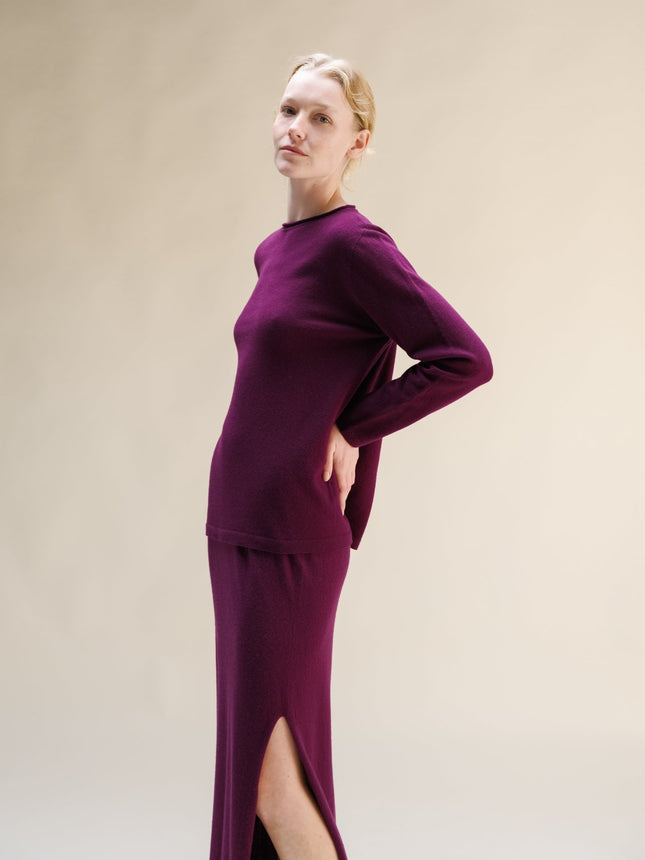 Cashmere Mix Crewneck with Curl Detail(3D - Knit)