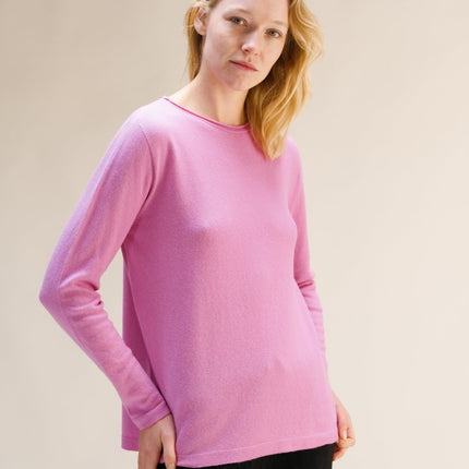 Cashmere Mix Crewneck with Curl Detail(3D - Knit)