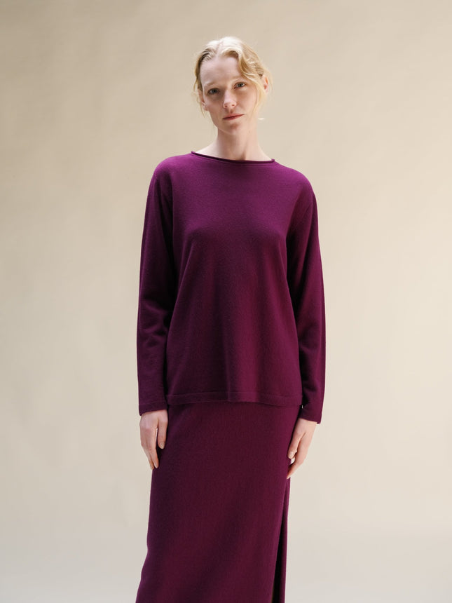 Cashmere Mix Crewneck with Curl Detail(3D - Knit)