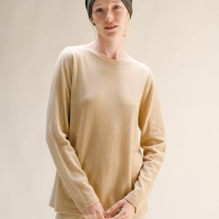 Cashmere Mix Crewneck with Curl Detail(3D - Knit)
