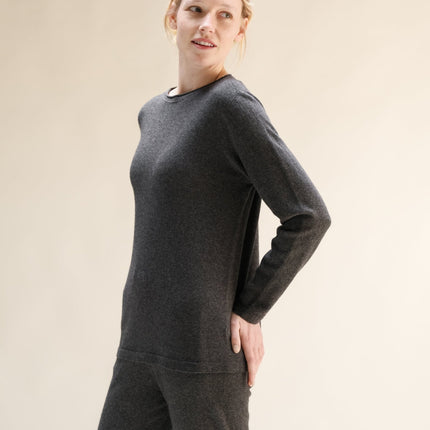 Cashmere Mix Crewneck with Curl Detail(3D - Knit)