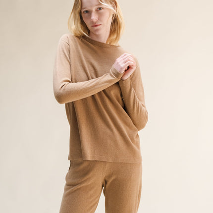 Cashmere Mix Crewneck with Curl Detail(3D - Knit)